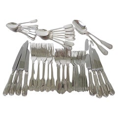 G. Butler of Sheffield Cavendish Fiddle Thread & Shell Silverware 50 pcs British