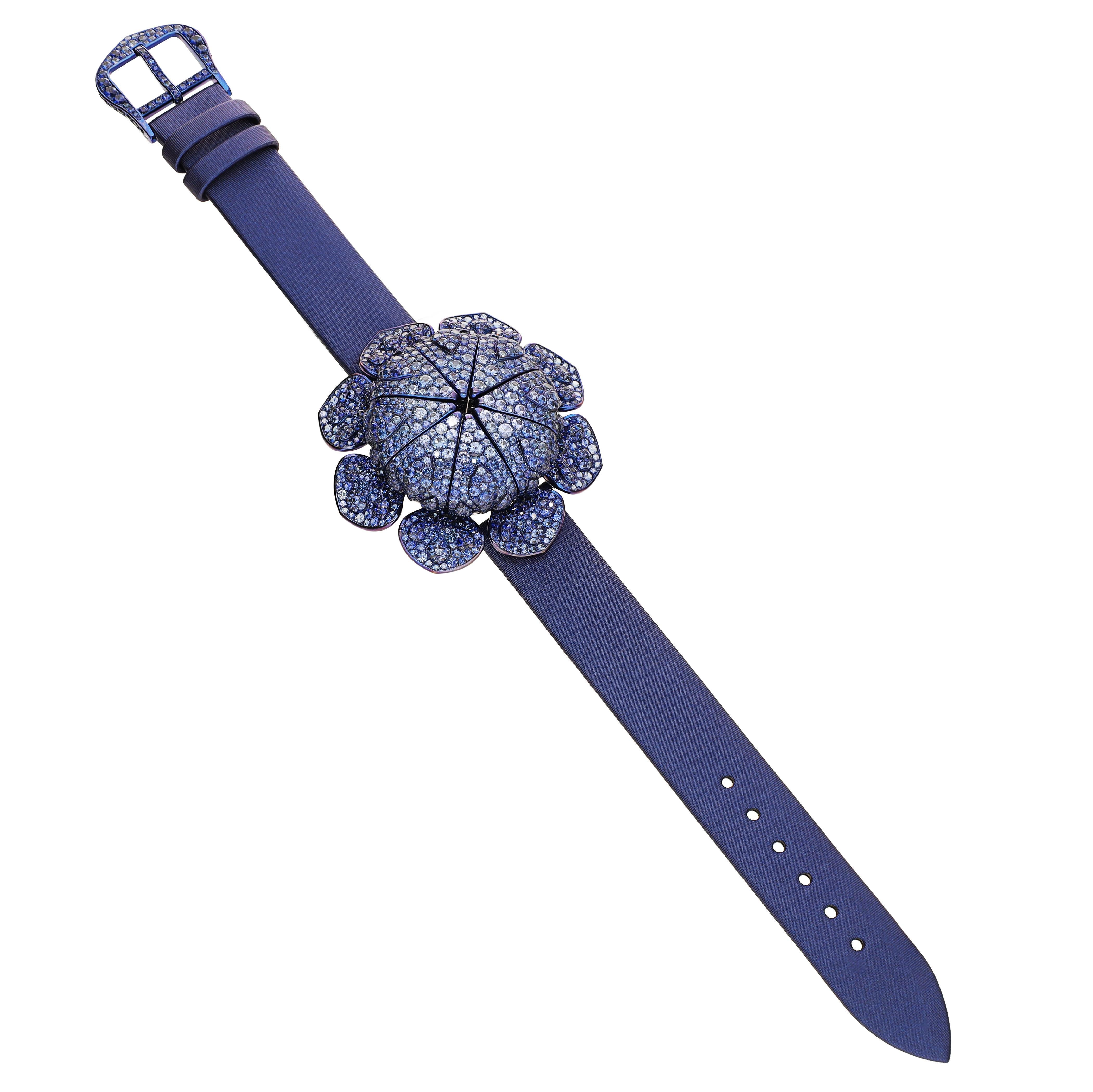 G by GLEN SPIRO Geheimblumen-Saphir- Reveal-Uhr, Reveal (Rundschliff) im Angebot