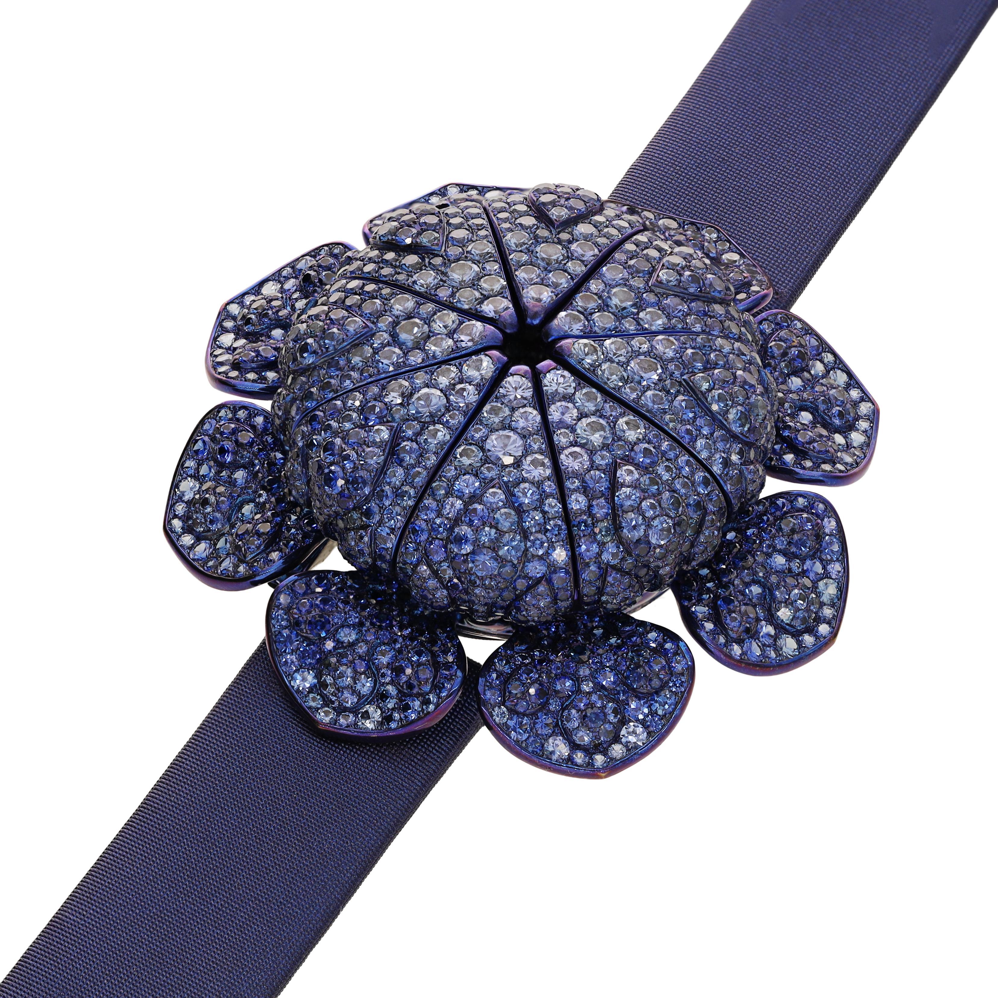 G by GLEN SPIRO Geheimblumen-Saphir- Reveal-Uhr, Reveal im Zustand „Hervorragend“ im Angebot in New York, NY