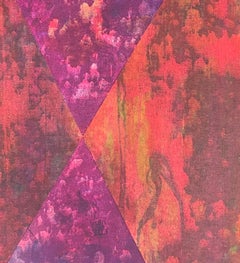 G CALIMAN COXE Exodus 12 African American Artist 1980 abstract red orange purple