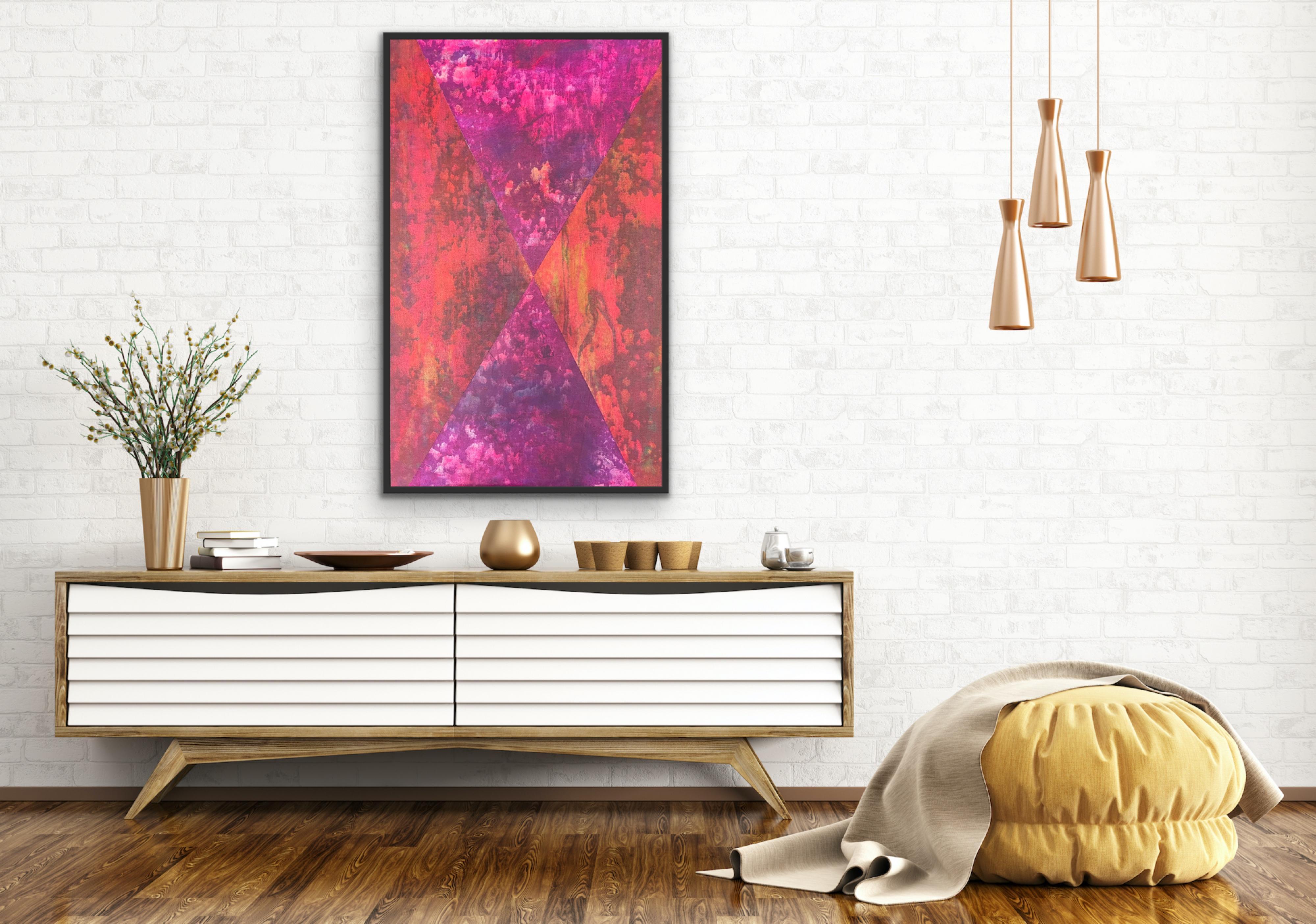 Exodus 12 - African American Artist - colorful abstract red orange purple pink - Pink Abstract Painting by G. Caliman Coxe