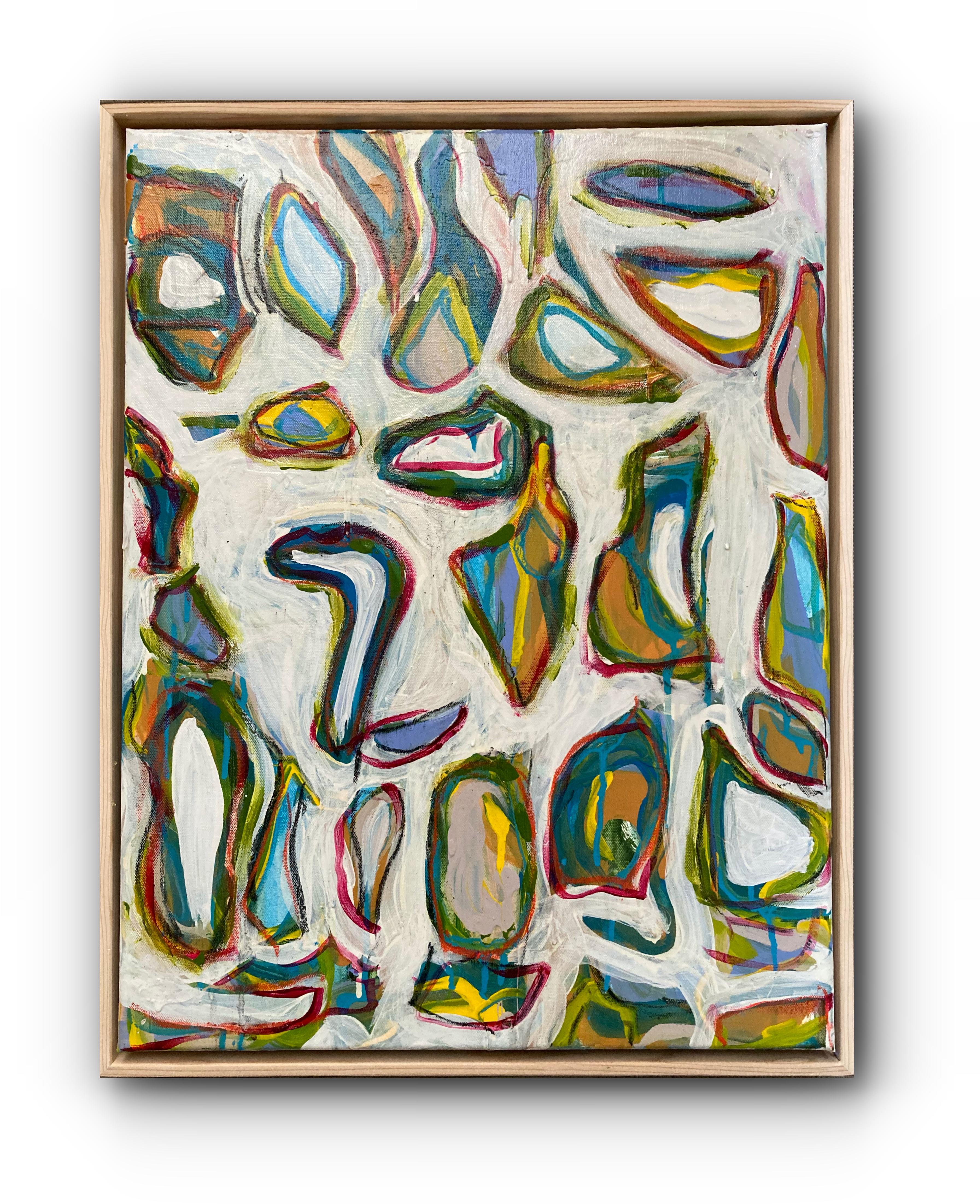 Archipiélago (Pintura abstracta contemporánea, enmarcada)