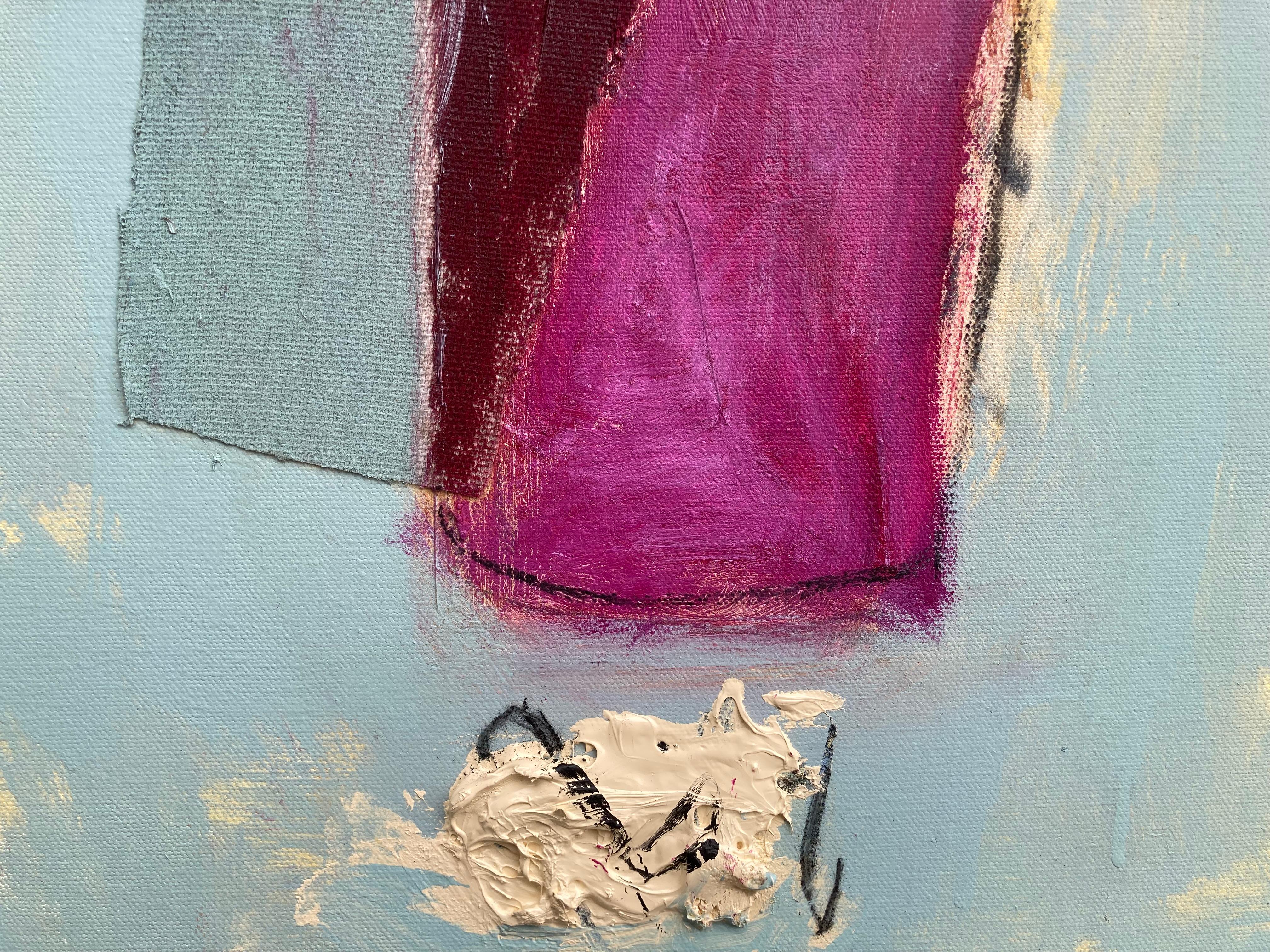„Archonic III“ – Großes abstraktes Multimedia-Gemälde, gerahmt (Grau), Abstract Painting, von G. Campbell Lyman