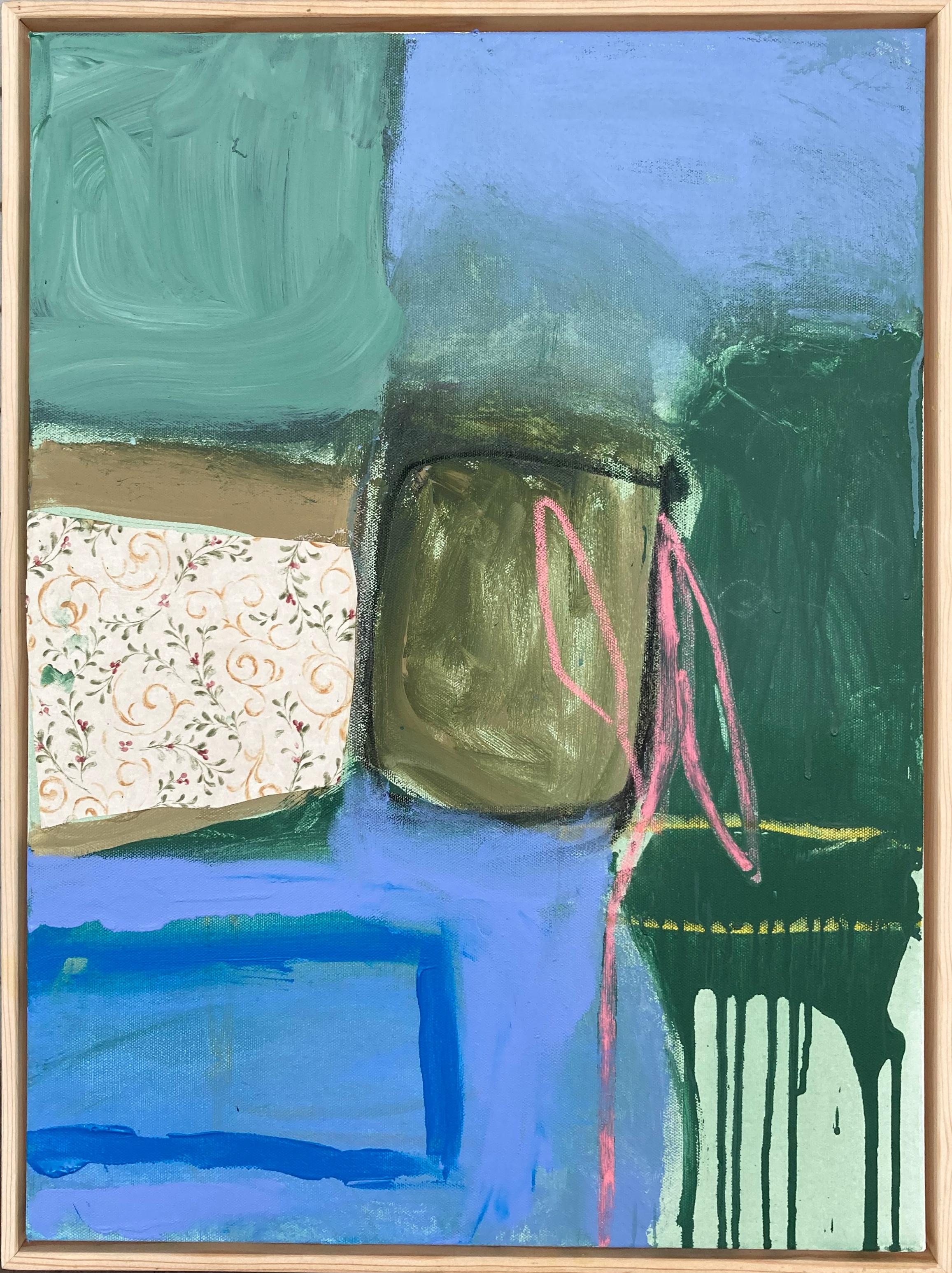 Abstract Painting di G. Campbell Lyman - Bloom (Quadro astratto multimediale contemporaneo con cornice)