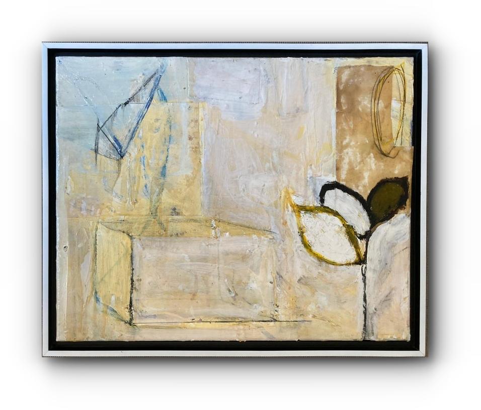 G. Campbell Lyman Abstract Painting - "Dawn of Reason" - Framed Abstract Contemporary Multimedia Painting