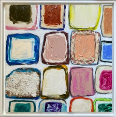 "Gridish #17" - Framed Contemporary Multimedia Abstract Painting
