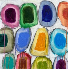 "Gridish #15" - Contemporary Multimedia Abstract Painting
