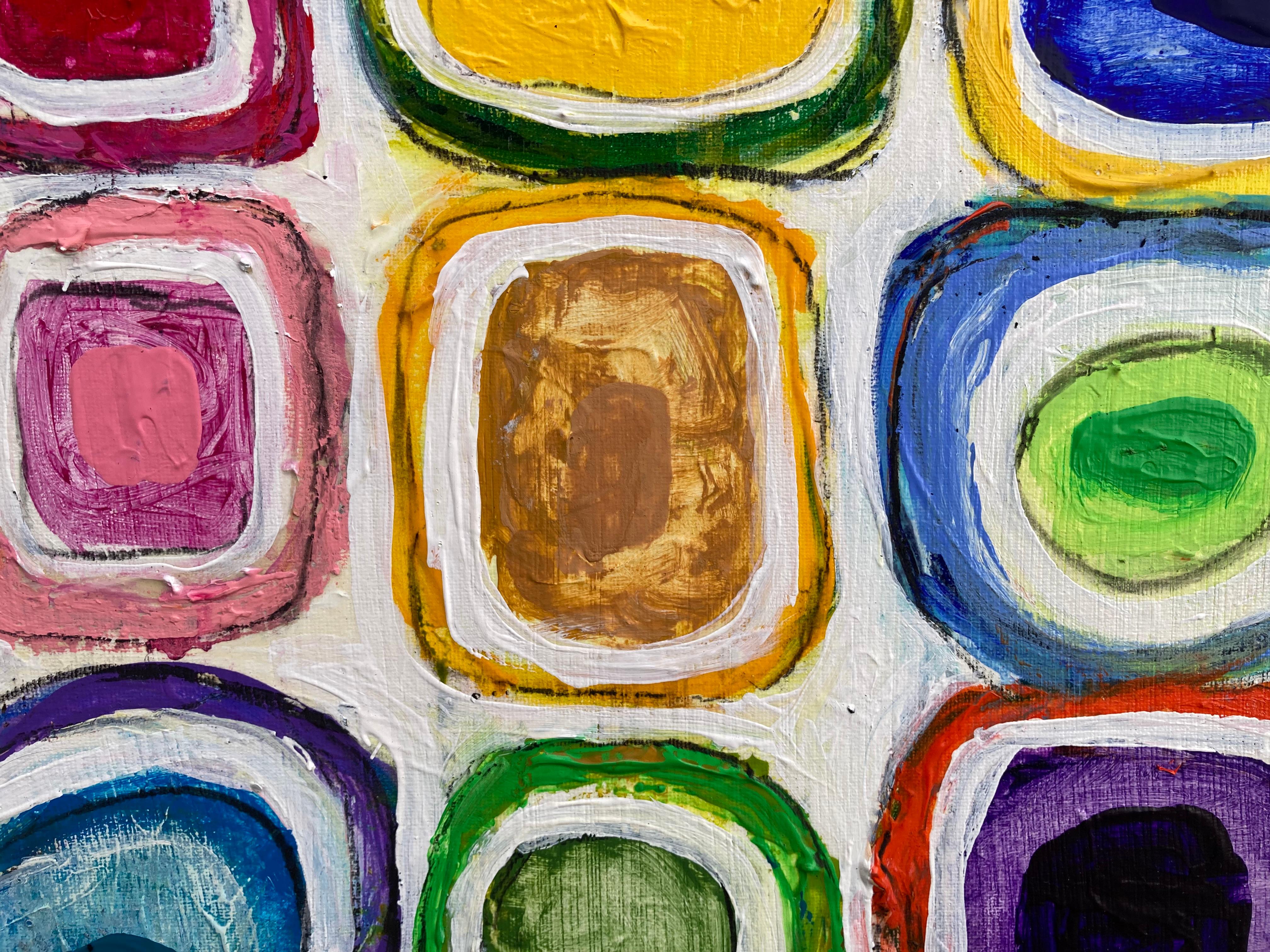 Gridish #31 (Quadro astratto contemporaneo con cornice) - Painting di G. Campbell Lyman