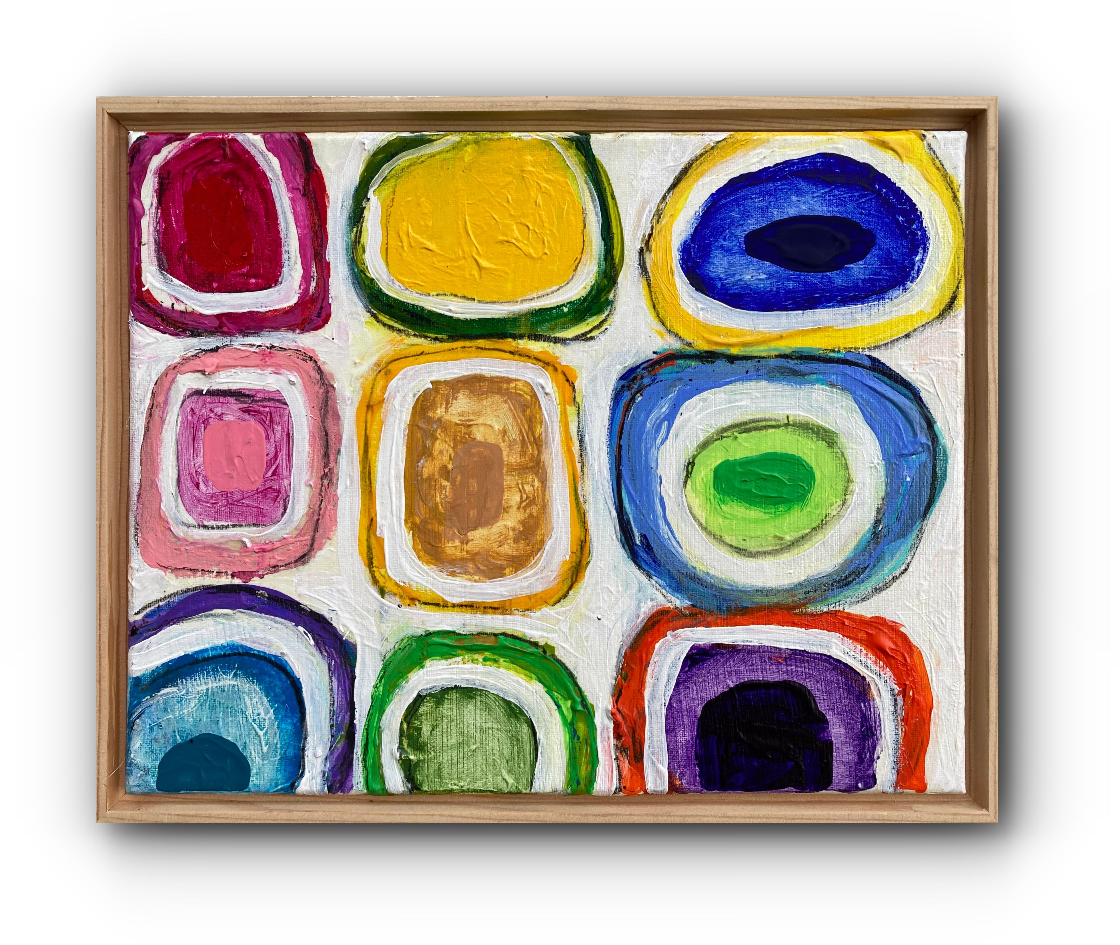 Gridish #31 (Quadro astratto contemporaneo con cornice)