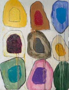 Grande Gridish #25 (Grande peinture abstraite multimédia contemporaine)