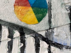 Grande peinture abstraite contemporaine « Still Life with Chaise » (Véritable vie avec chaise)