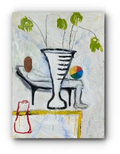 "Still Life with Chaise" - Large Contemporary Abstract Painting