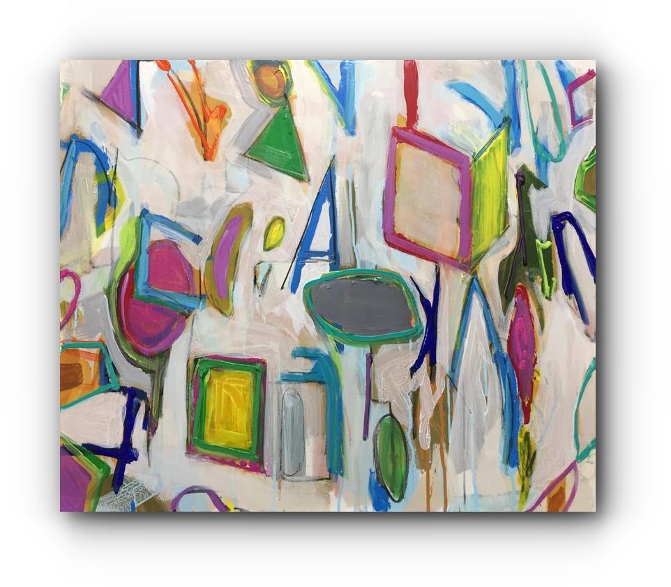 Abstract Painting di G. Campbell Lyman - "Insieme, a parte" - Quadro astratto contemporaneo di grandi dimensioni