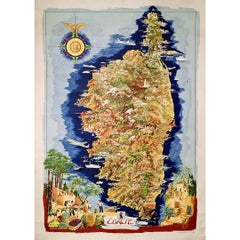 Original map of Corsica by Carriat-Rolant - Travel poster - Tourism
