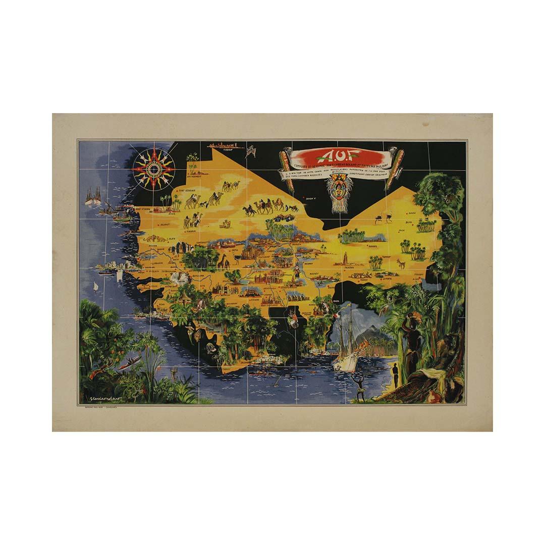 Original map poster by G. Carriat Rolant for AOF (Afrique Occidentale Française) For Sale 2