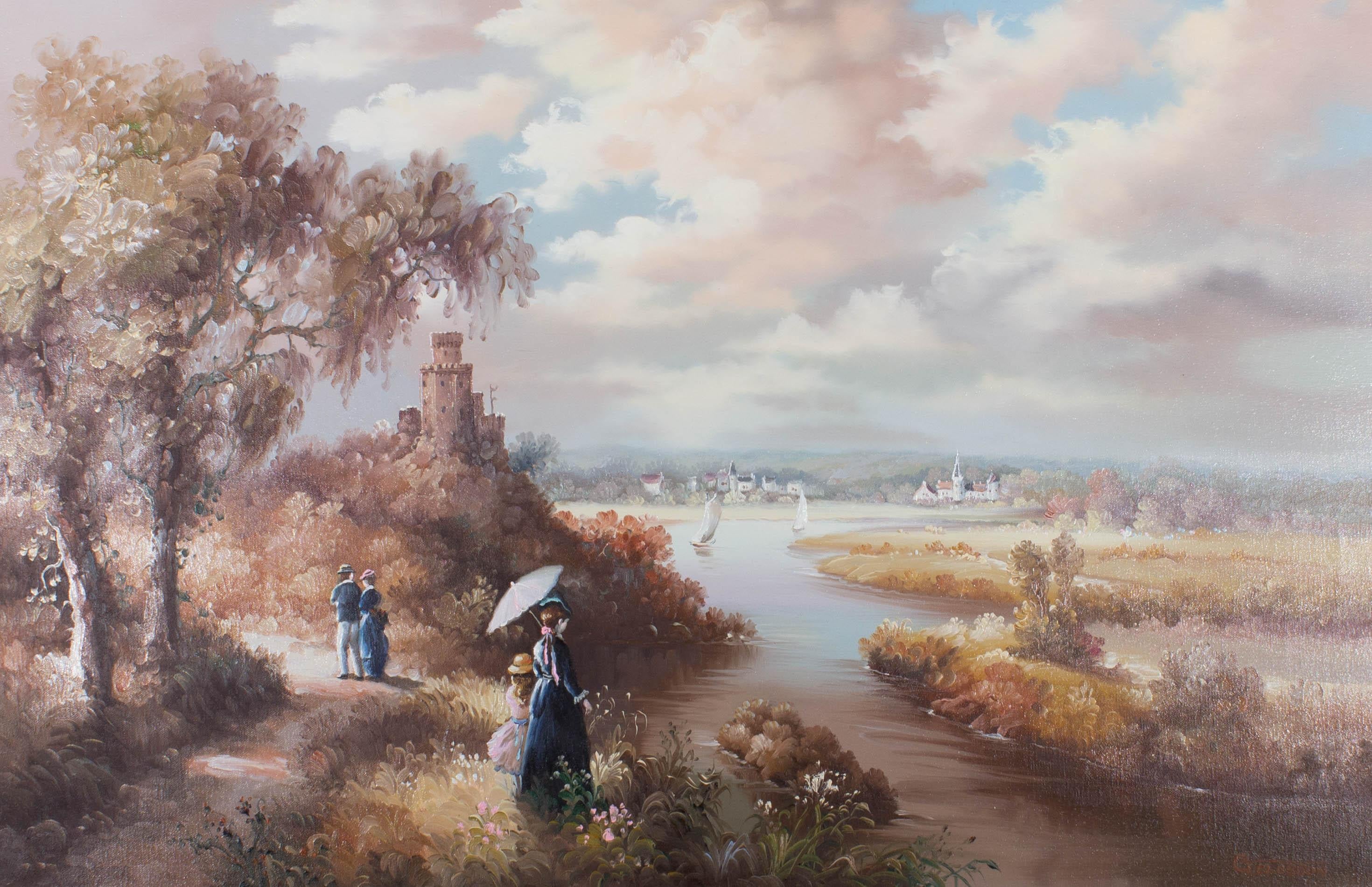G. Closson - Öl, romantische Landschaft, 20. Jahrhundert 1