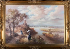 G. Closson - Olio del XX secolo, Paesaggio romantico