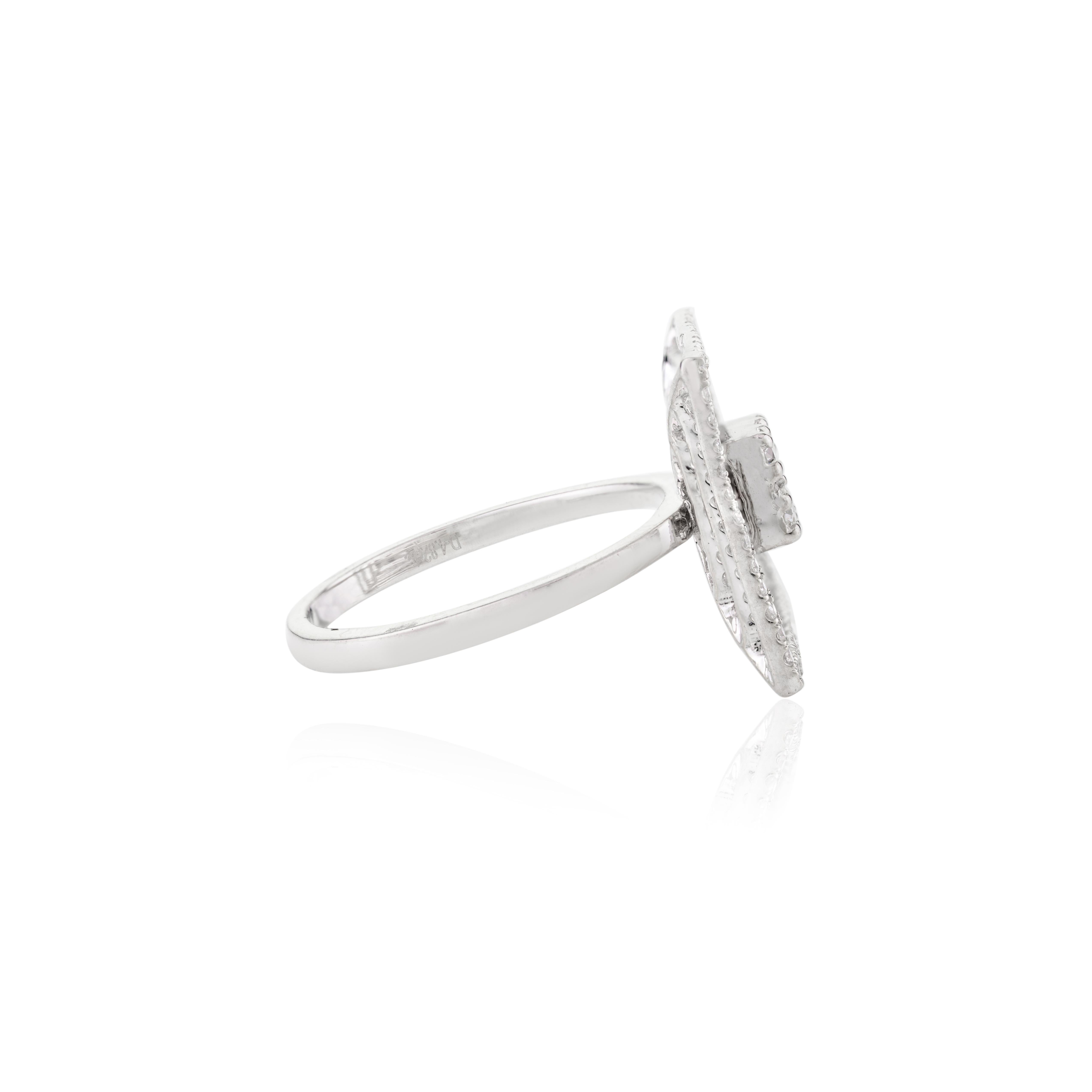 For Sale:  G Color VS Diamond Square Shape Maze Ring for Cocktail in 14k Solid White Gold 3