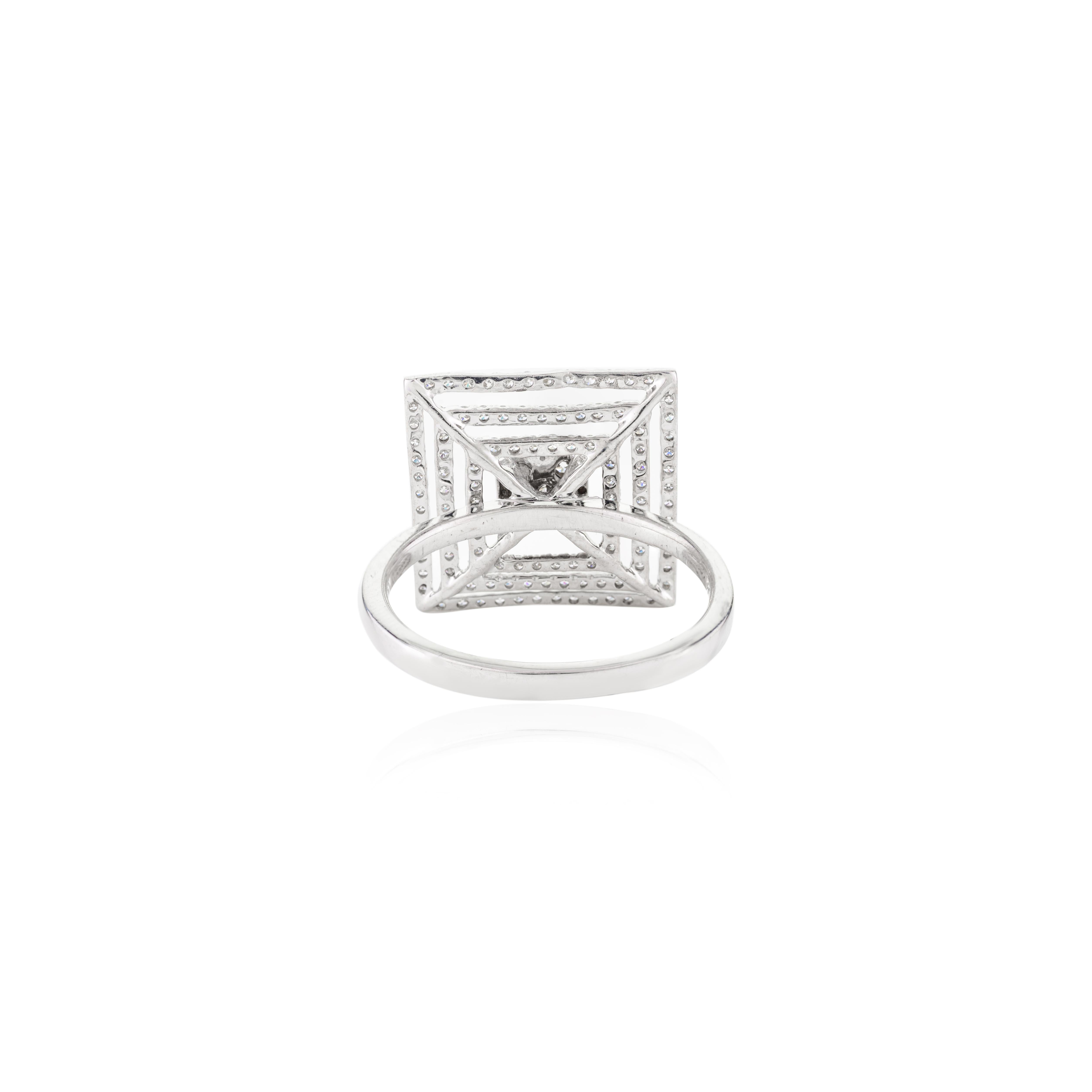 For Sale:  G Color VS Diamond Square Shape Maze Ring for Cocktail in 14k Solid White Gold 5