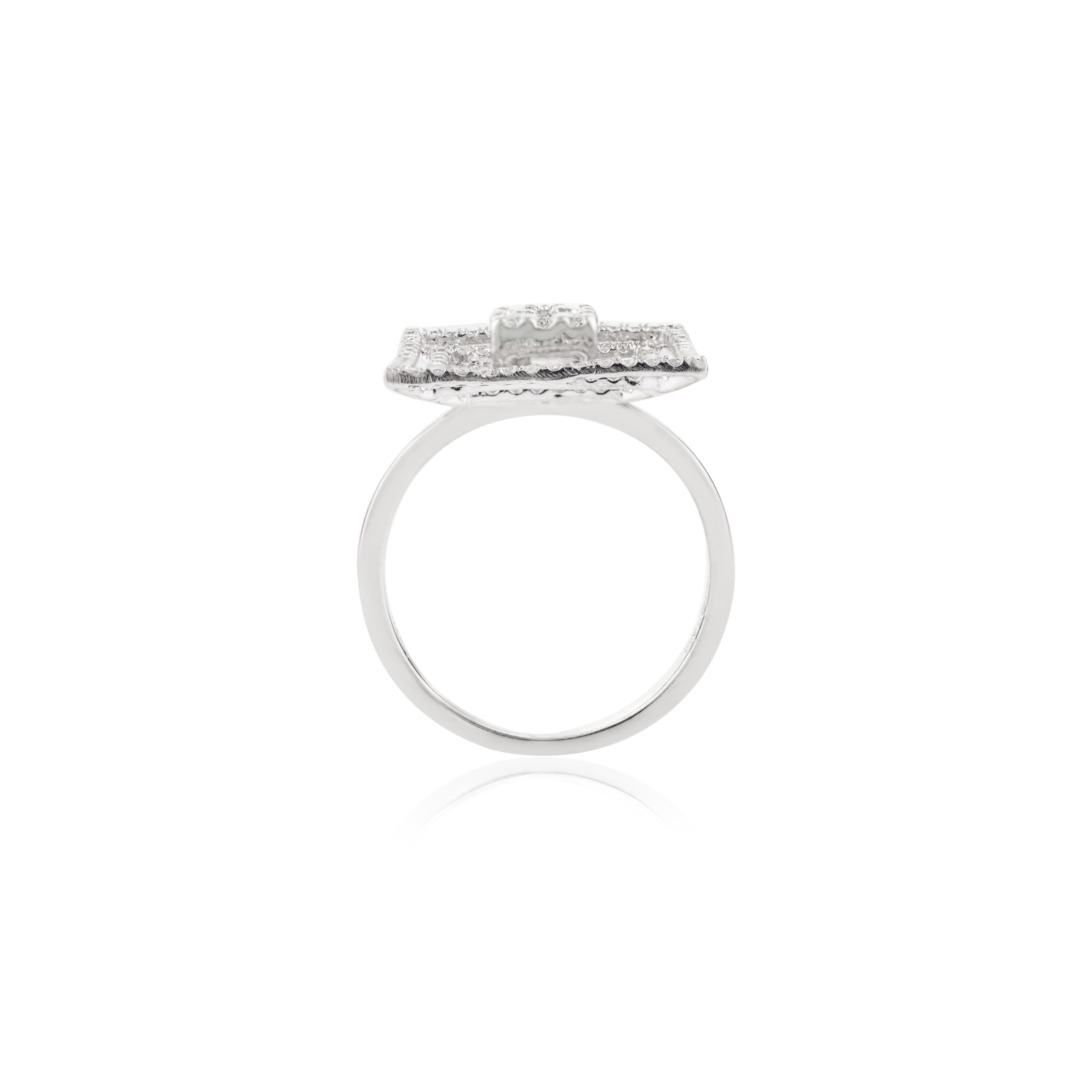 For Sale:  G Color VS Diamond Square Shape Maze Ring for Cocktail in 14k Solid White Gold 8