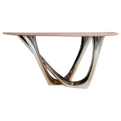 G-Console Duo by Zieta, Stainless Steel Gold and Leather