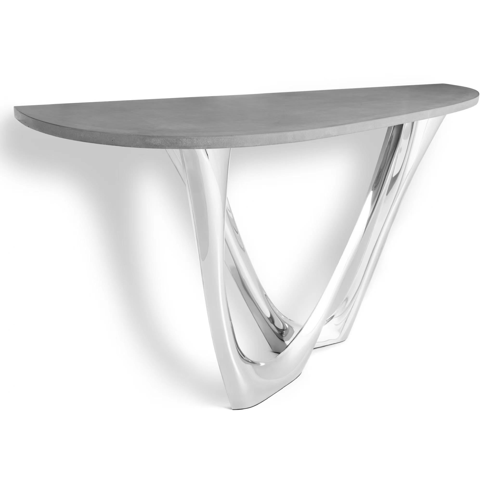 G-Console Duo Concrete Polished Stainless Steel Side Table by Zieta In New Condition For Sale In Beverly Hills, CA