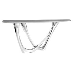 G-Console Duo Concrete Polished Stainless Steel Side Table by Zieta
