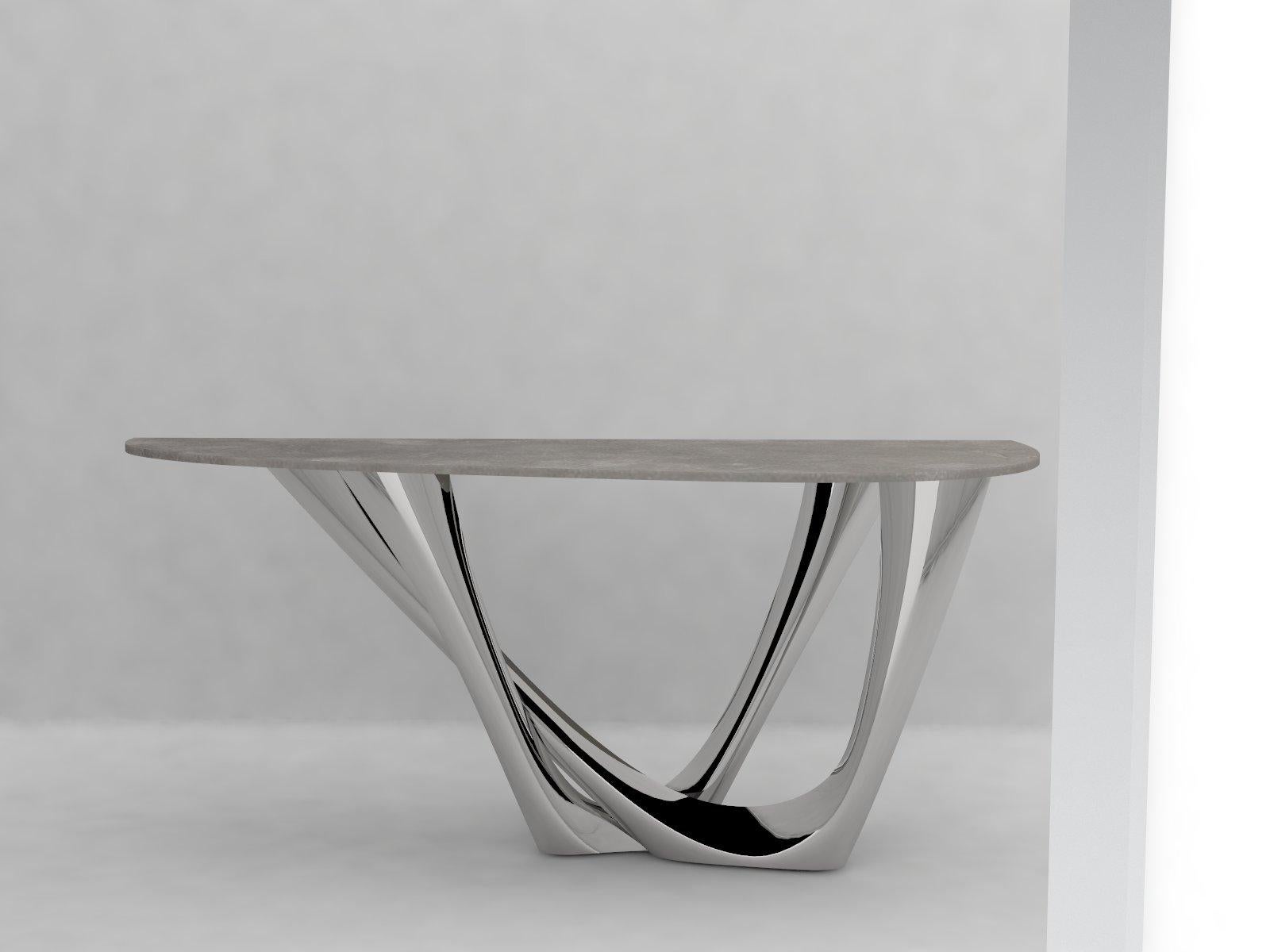 Modern G-Console Duo Table in Polished Stainless Steel by Zieta For Sale