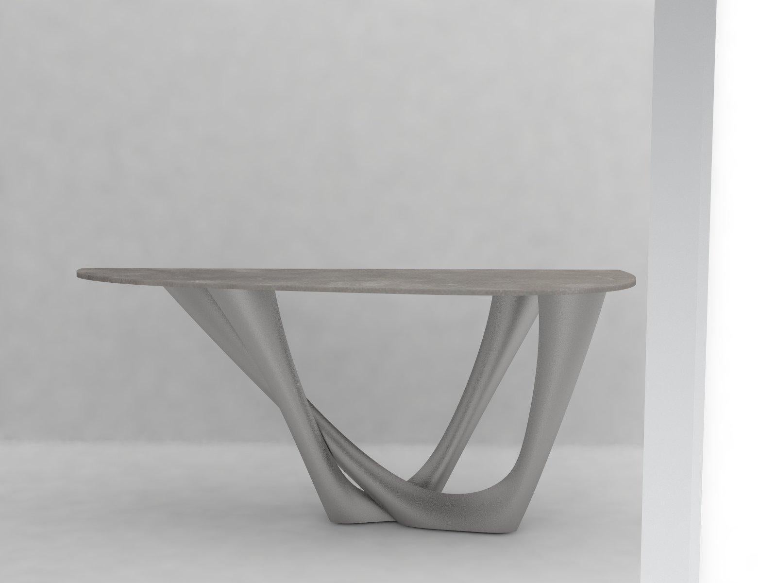 G-Konsolen-Duo-Tisch aus poliertem Edelstahl von Zieta (Gebürstet) im Angebot