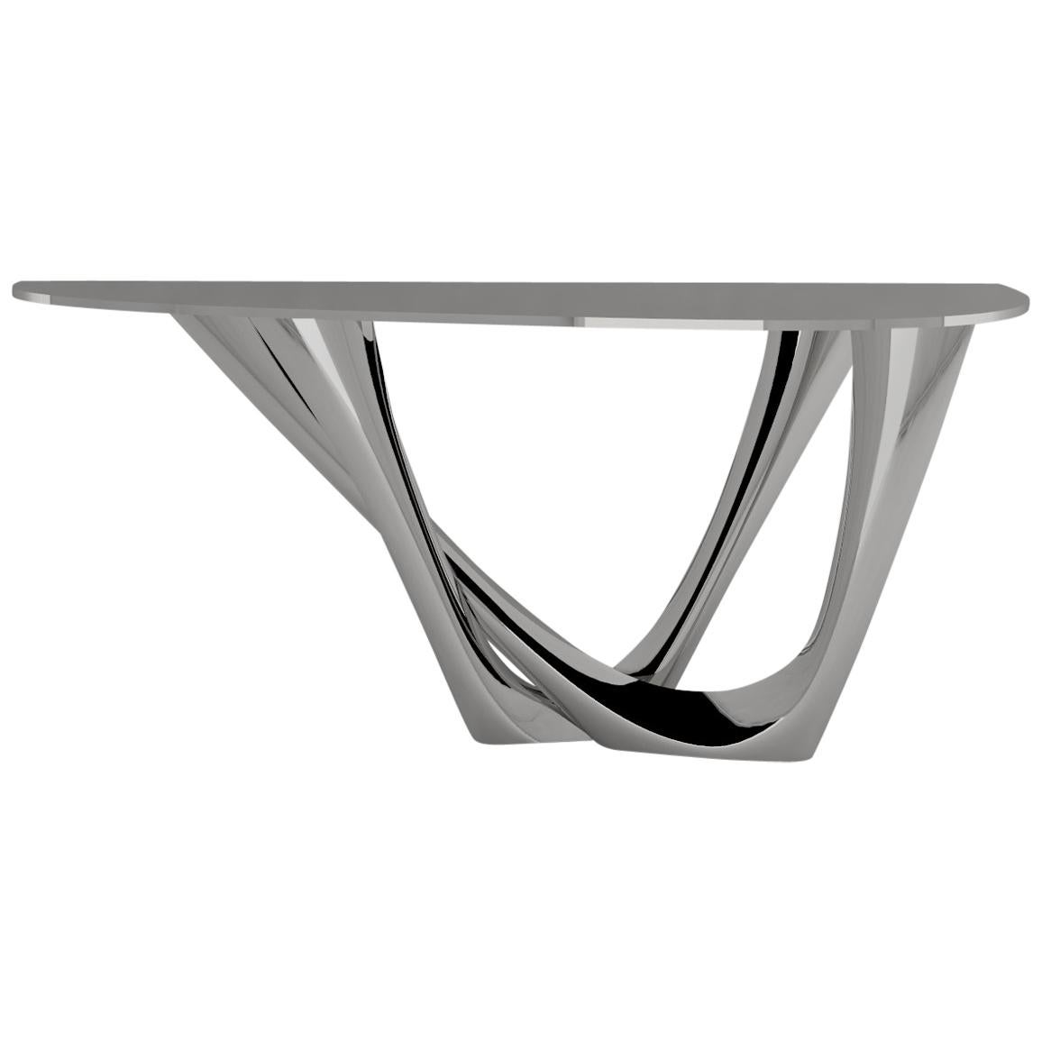 G-Console Duo Table in Polished Stainless Steel by Zieta For Sale