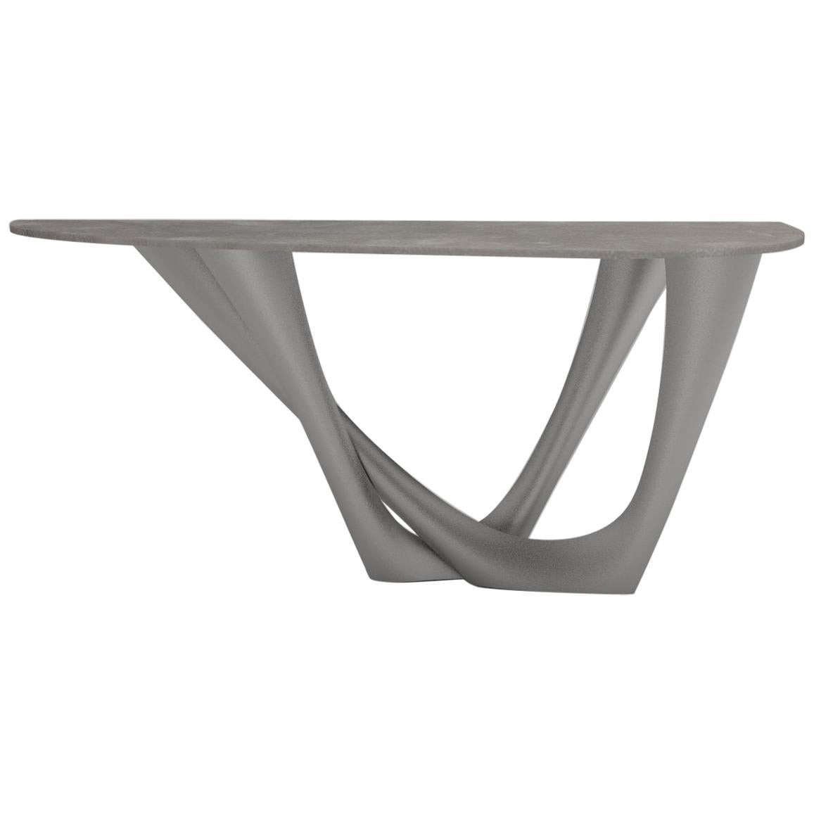 Table G-Console Duo en acier inoxydable brossé avec plateau en béton par Zieta en vente