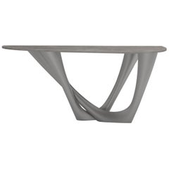 G-Console Duo Table in Brushed Stainless Steel with Concrete Top by Zieta