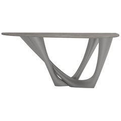 Table G-Console Duo en acier inoxydable brossé avec plateau en béton par Zieta