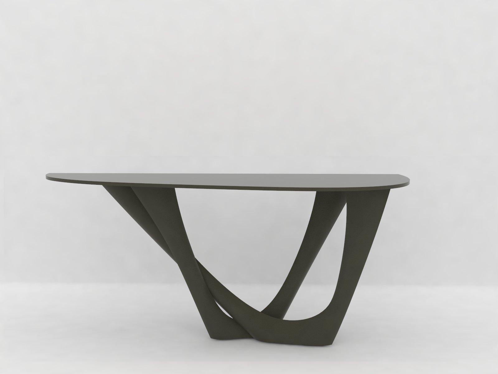 Table G-Console Duo en acier inoxydable poli avec plateau en béton par Zieta en vente 2
