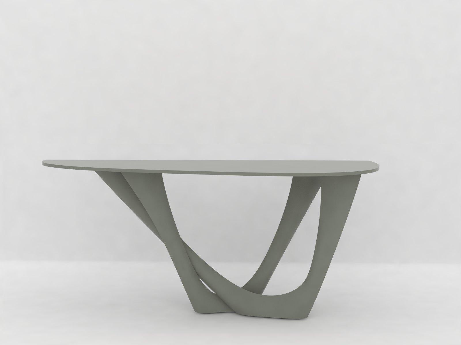 Table G-Console Duo en acier inoxydable poli avec plateau en béton par Zieta en vente 3