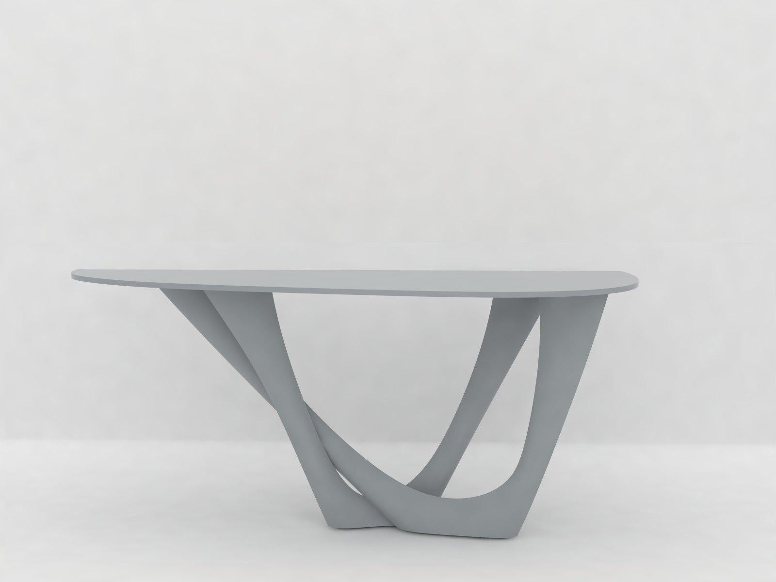 Table G-Console Duo en acier inoxydable poli avec plateau en béton par Zieta en vente 5