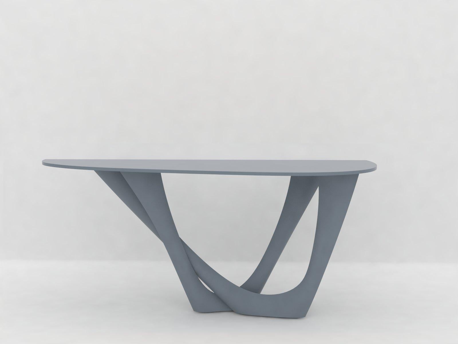 Table G-Console Duo en acier inoxydable poli avec plateau en béton par Zieta en vente 6