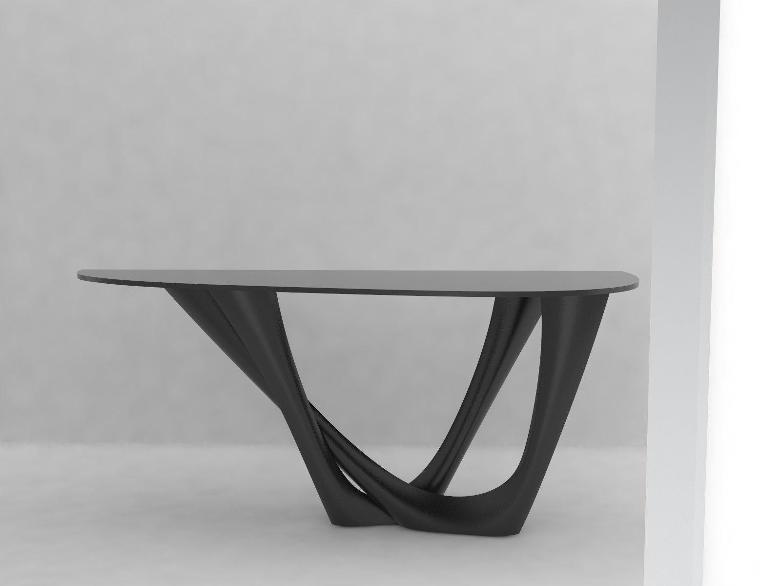 Moderne Table G-Console Duo en acier inoxydable poli avec plateau en béton par Zieta en vente