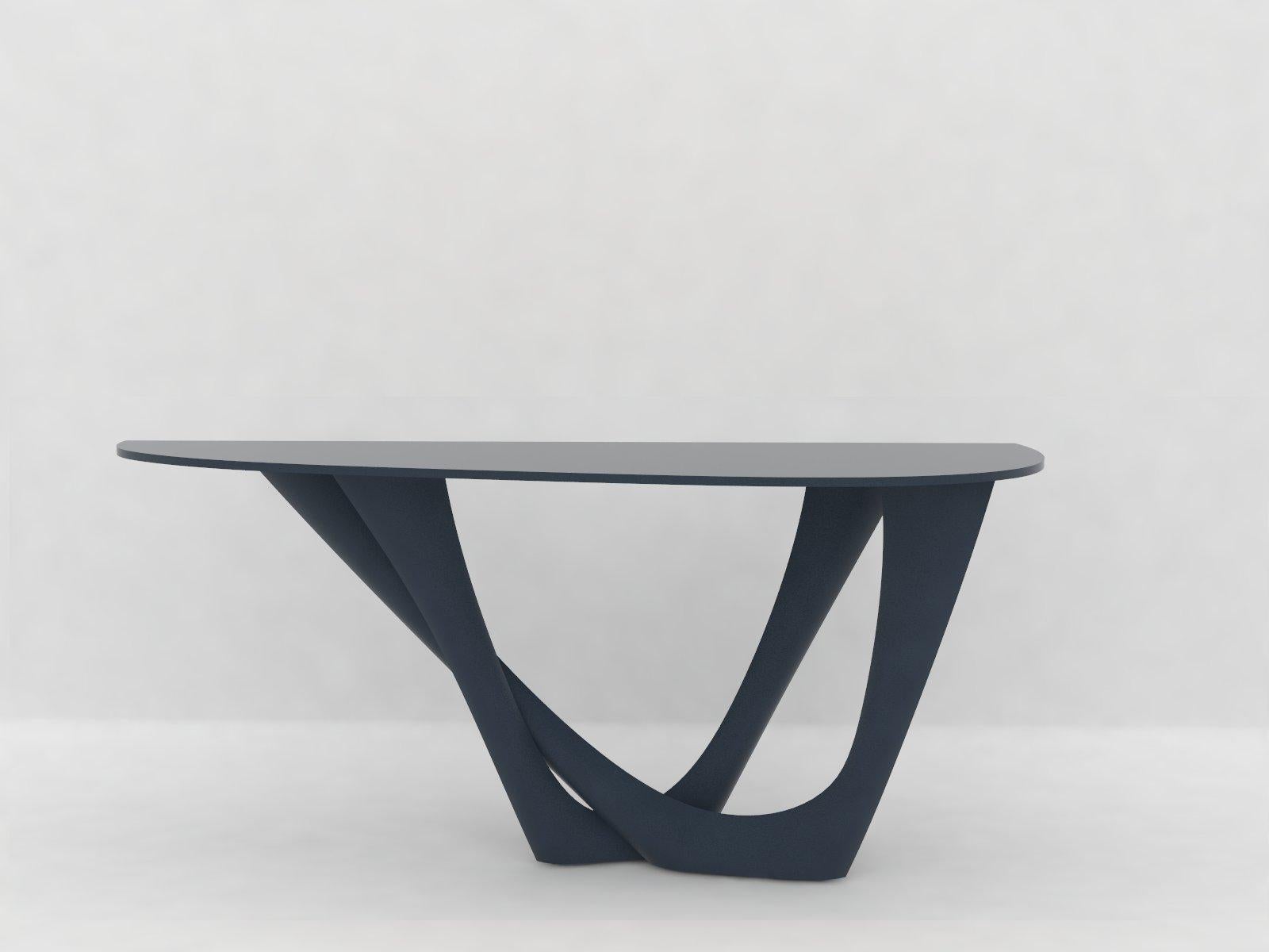 XXIe siècle et contemporain Table G-Console Duo en acier inoxydable poli avec plateau en béton par Zieta en vente