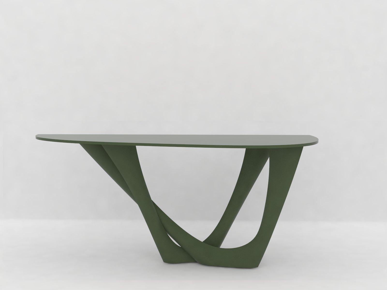 Acier inoxydable Table G-Console Duo en acier inoxydable poli avec plateau en béton par Zieta en vente