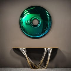 Table G-Console Duo en acier inoxydable poli avec plateau en béton, Zieta