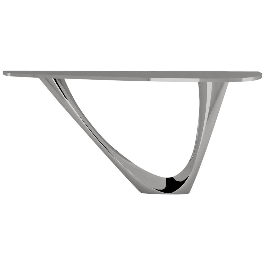 G-Console Mono Table in Brushed Stainless Steel by Zieta