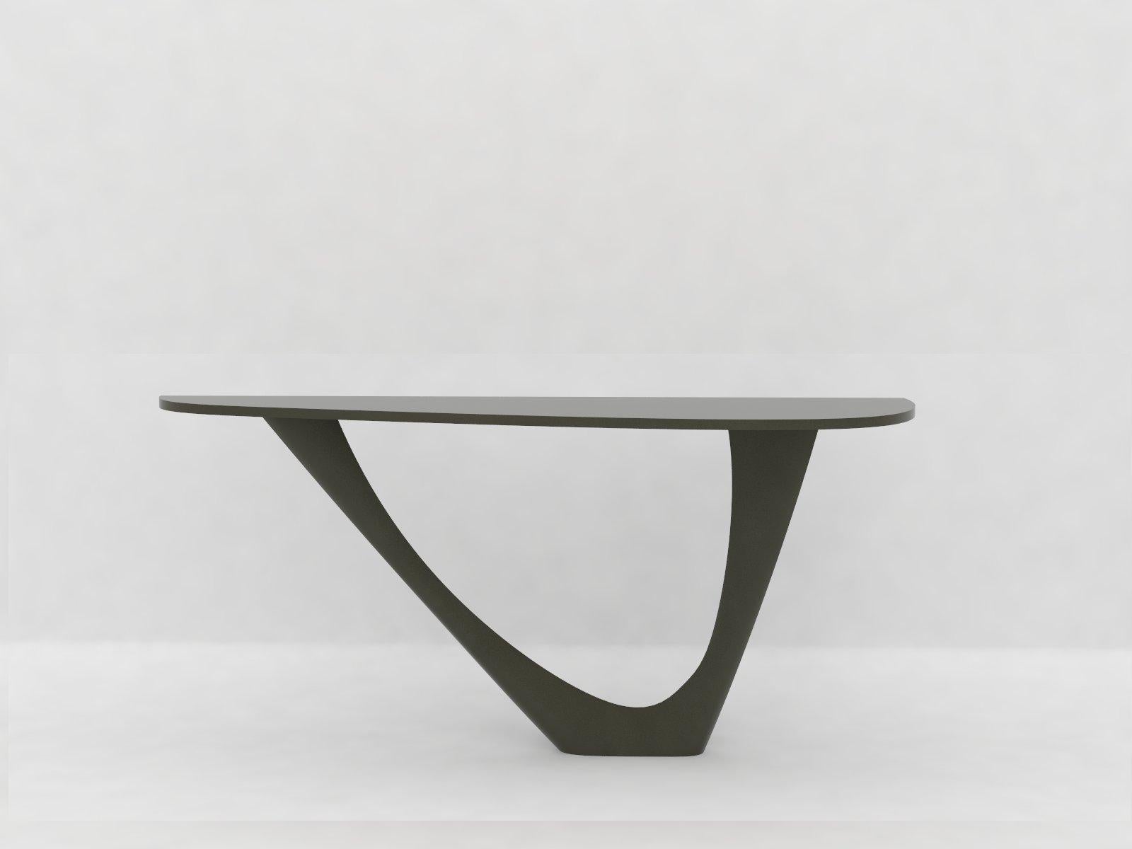 Polished G-Console Mono Table in Brushed Stainless Steel with Concrete Top by Zieta For Sale