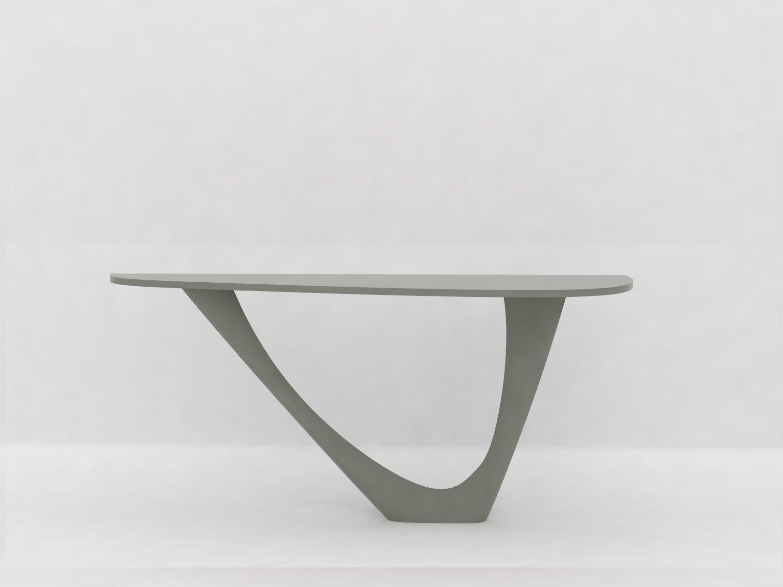 Contemporary G-Console Mono Table in Brushed Stainless Steel with Concrete Top by Zieta For Sale