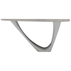 G-Console Mono Table in Brushed Stainless Steel with Concrete Top by Zieta