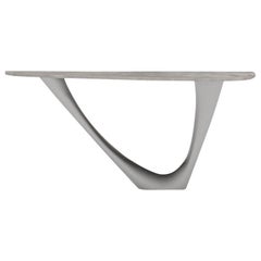 G-Console Mono Table in Brushed Stainless Steel with Concrete Top, Zieta