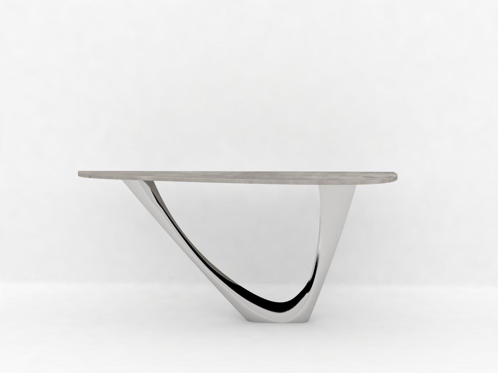 G-Console Mono Table in Polished Stainless Steel with Concrete Top by Zieta In Excellent Condition For Sale In New York, NY