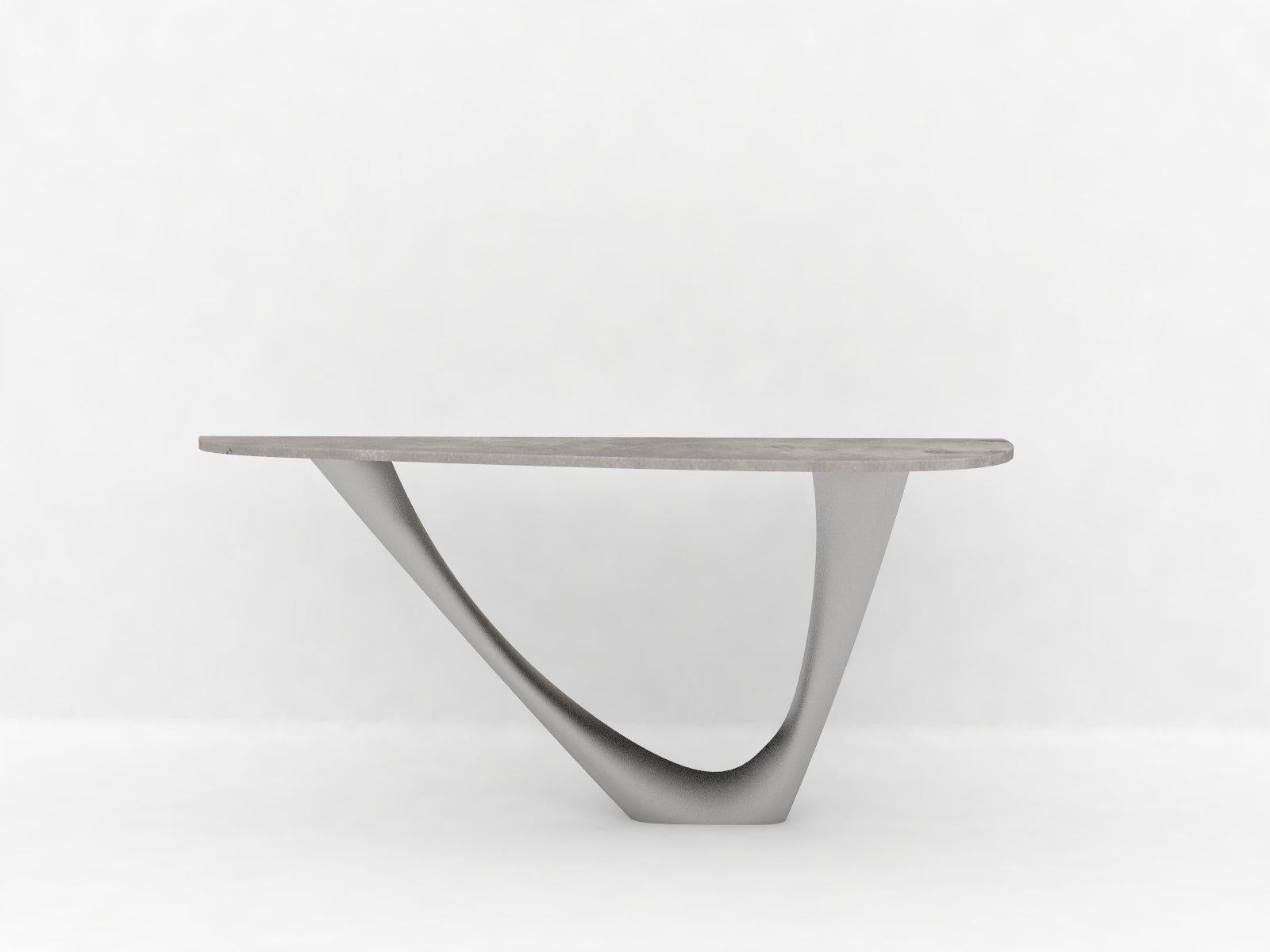 Contemporary G-Console Mono Table in Polished Stainless Steel with Concrete Top by Zieta For Sale