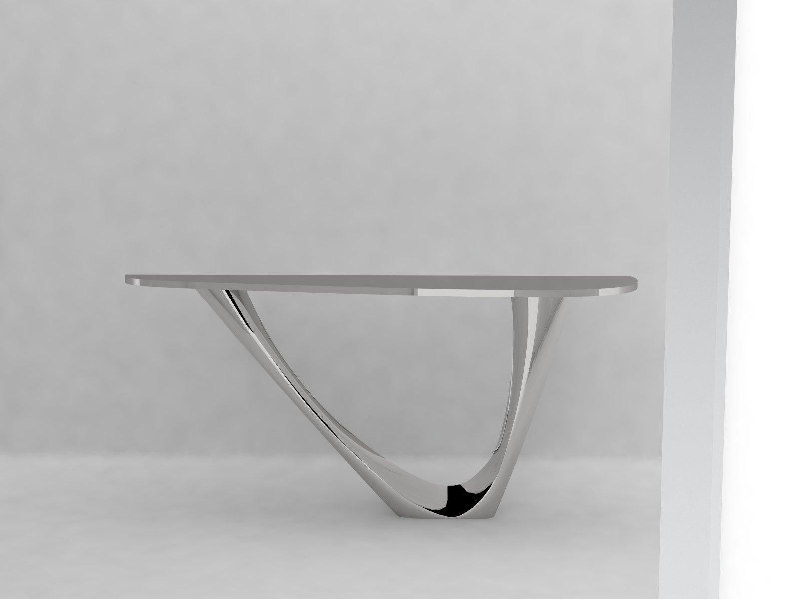 Polish G-Console Mono Table in Powder-Coated Steel with Concrete Top by Zieta For Sale