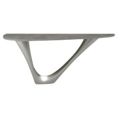 G-Console Mono con piano in cemento Base Inox Spazzolato di Zieta